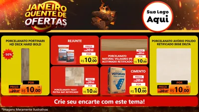 Modelo de TV para TV Horizontal com o tema Janeiro Quente de Ofertas para Pisos e revestimentos