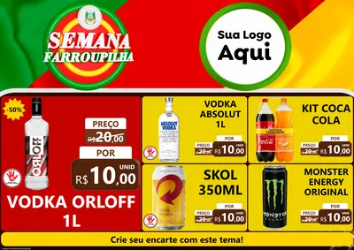 Modelo de Encarte para Encarte A4 Horizontal com o tema Semana Farroupilha para Distribuidora de bebidas