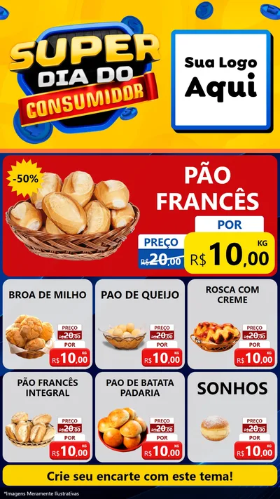 Modelo de Rede Social para Stories com o tema Super Dia do Consumidor para Padaria