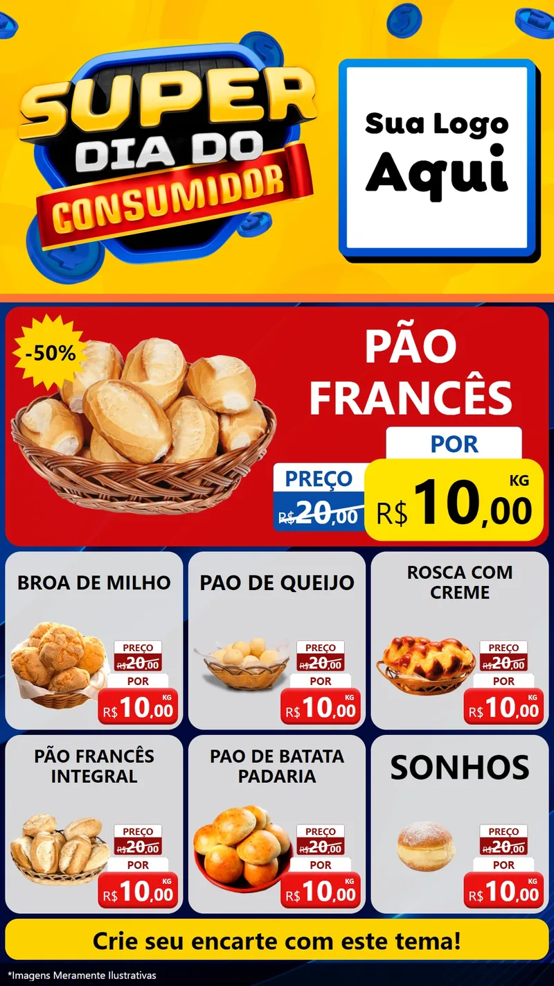 Modelo de Rede Social para Stories com o tema Super Dia do Consumidor para Padaria