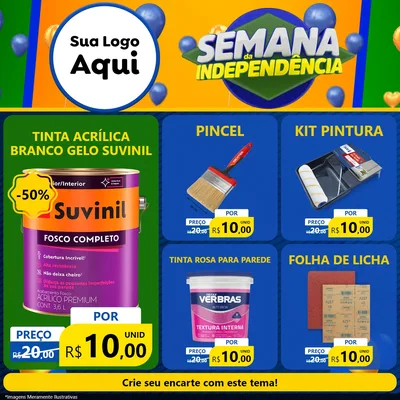 Modelo de Rede Social para Feed Facebook com o tema Semana da Independência para Tintas e Ferramentas