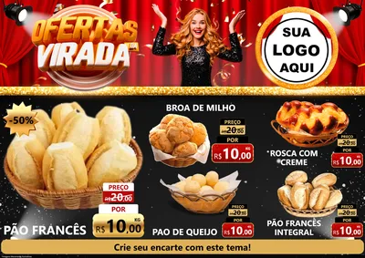 Modelo de Encarte para Encarte A4 Horizontal com o tema Ofertas da Virada para Padaria