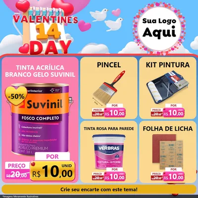 Modelo de Rede Social para Feed Facebook com o tema Valentine's Day para Tintas e Ferramentas