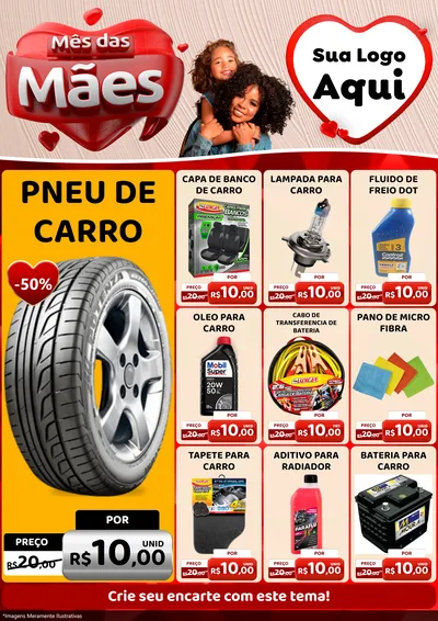 Modelo de Encarte para Encarte A4 Vertical com o tema Mês das Mães para Auto peças