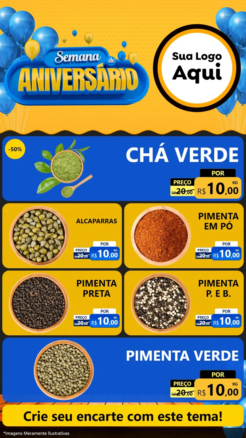 Modelo de TV para TV Vertical com o tema Semana de Aniversário para Produtos Naturais