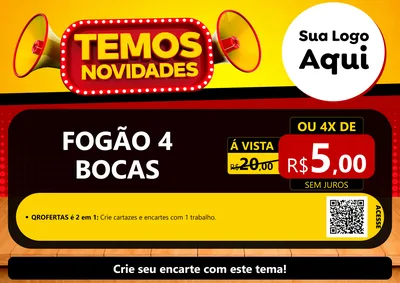Modelo de Cartaz para Cartaz A4 Horizontal com o tema Temos Novidades para Móveis e Eletro