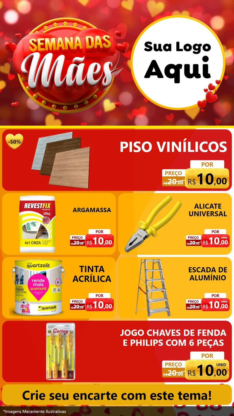 Modelo de TV para TV Vertical com o tema Semana das Mães para Material para Construção