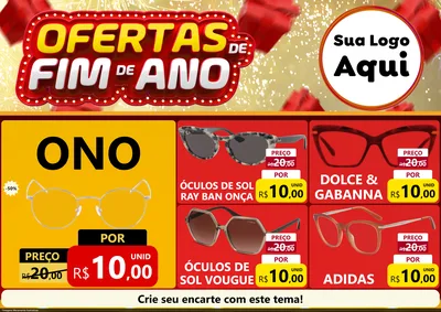 Modelo de Encarte para Encarte A4 Horizontal com o tema Ofertas de Fim de Ano para Óticas