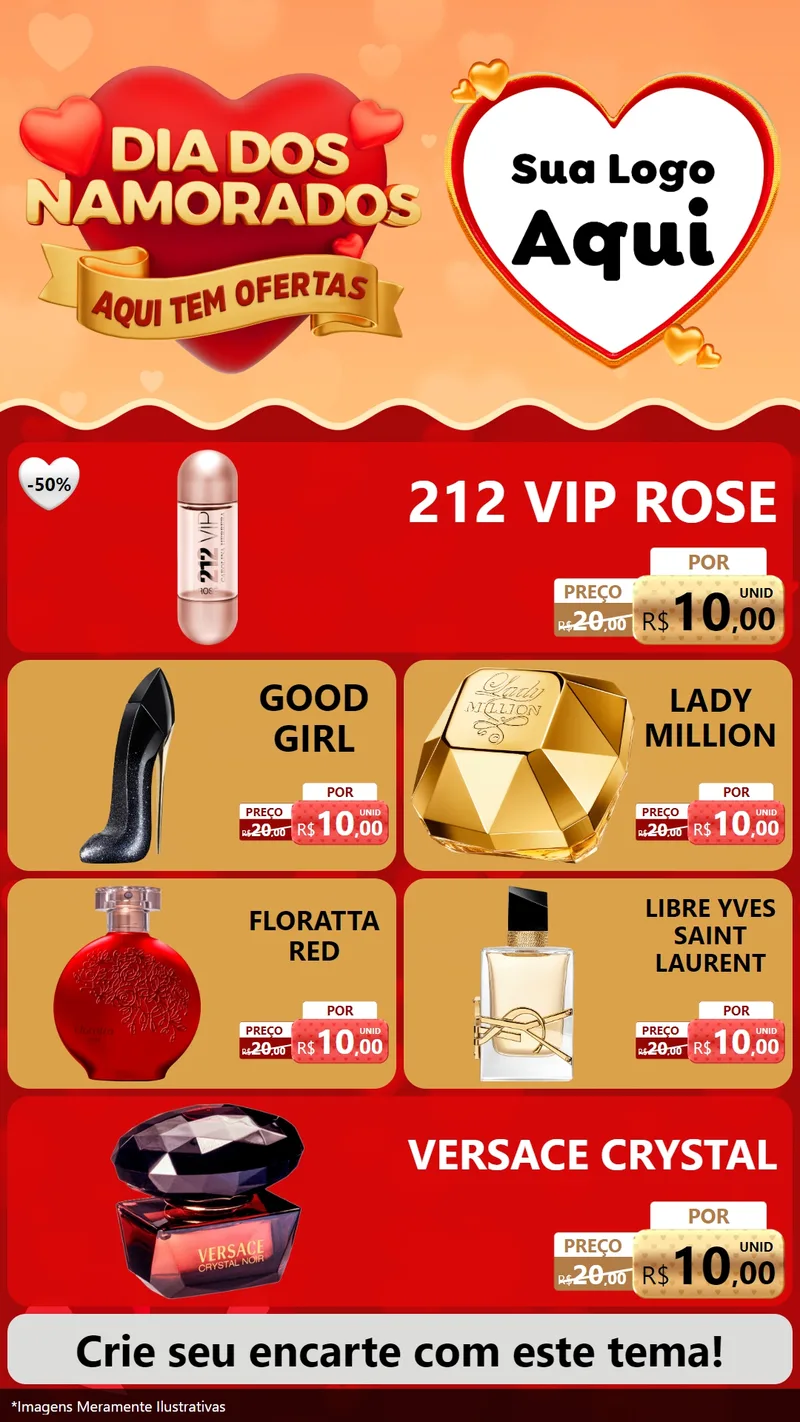 Modelo de TV para TV Vertical com o tema Dia dos Namorados - Aqui Tem Ofertas para Perfumes
