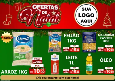 Modelo de Encarte para Encarte A4 Horizontal com o tema Ofertas de Natal para Supermercado