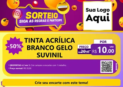 Modelo de Cartaz para Cartaz A4 Horizontal com o tema Sorteio para Tintas e Ferramentas