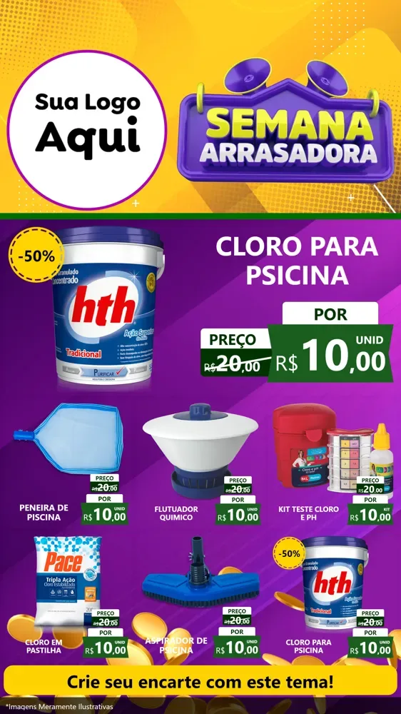 Modelo de Rede Social para Stories com o tema Semana Arrasadora para Produtos para Piscina
