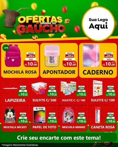Modelo de Rede Social para Feed Instagram com o tema Ofertas Semana Do Gaúcho para Papelaria