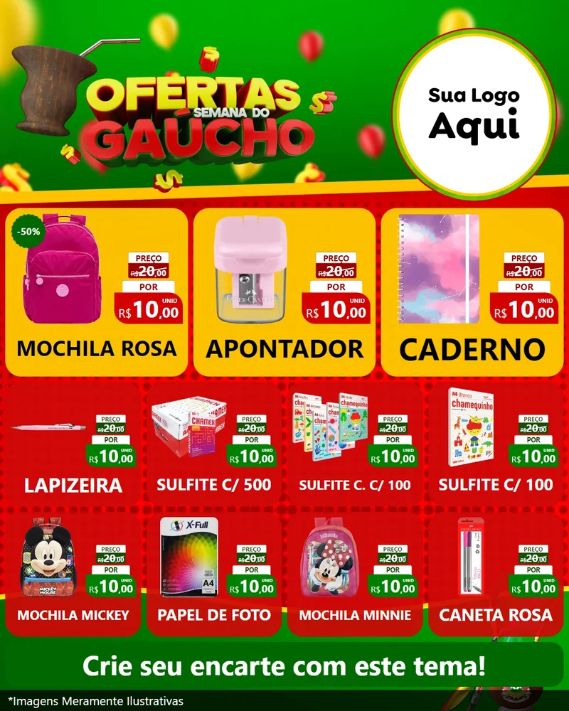 Modelo de Rede Social para Feed Instagram com o tema Ofertas Semana Do Gaúcho para Papelaria