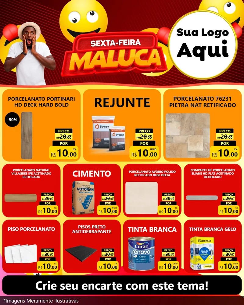 Modelo de Rede Social para Feed Instagram com o tema Sexta-feira Maluca para Pisos e revestimentos