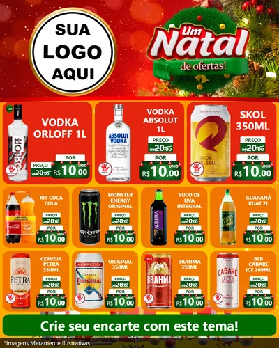 Modelo de Rede Social para Feed Instagram com o tema Um Natal de Ofertas para Distribuidora de bebidas