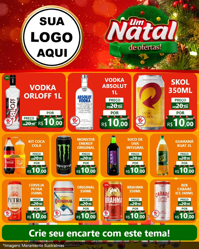 Modelo de Rede Social para Feed Instagram com o tema Um Natal de Ofertas para Distribuidora de bebidas
