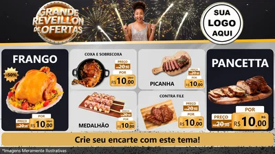 Modelo de TV para TV Horizontal com o tema Grande Réveillon de Ofertas para Assados