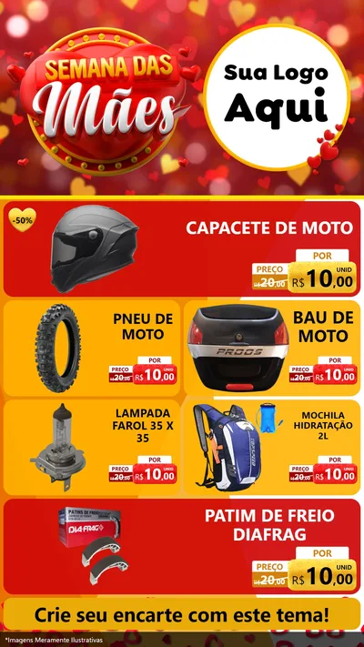 Modelo de TV para TV Vertical com o tema Semana das Mães para Moto peças