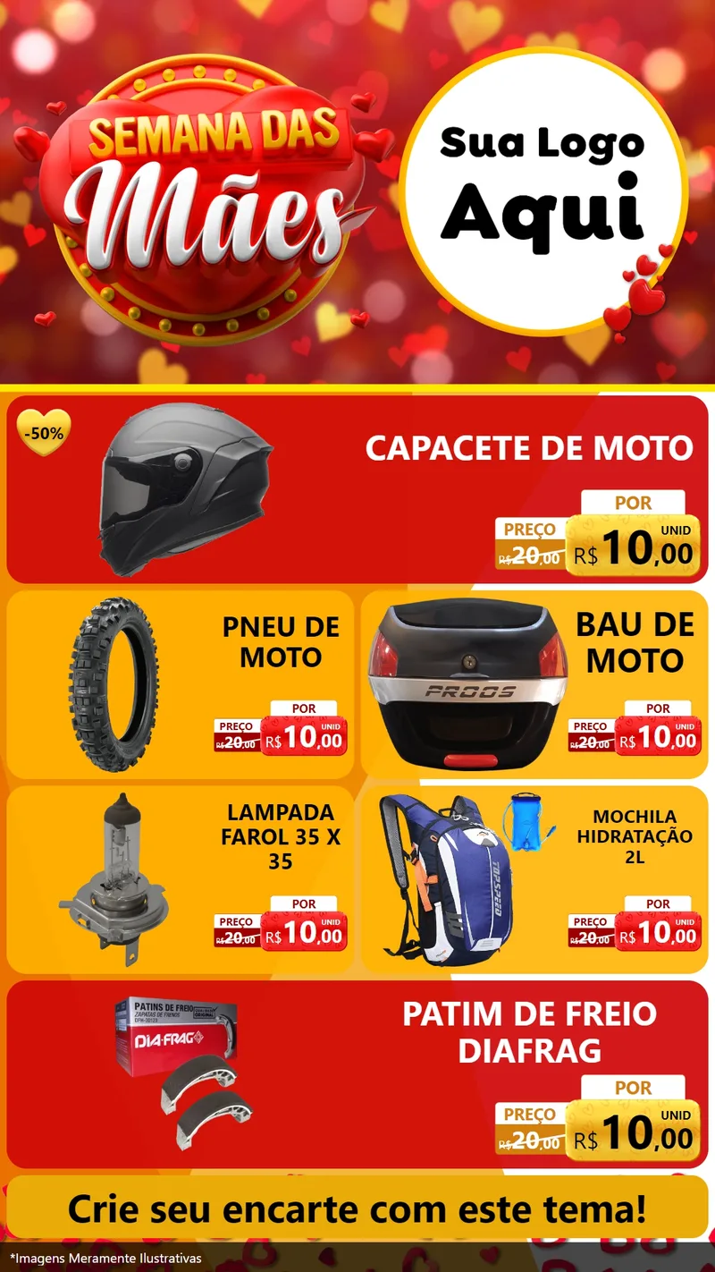 Modelo de TV para TV Vertical com o tema Semana das Mães para Moto peças