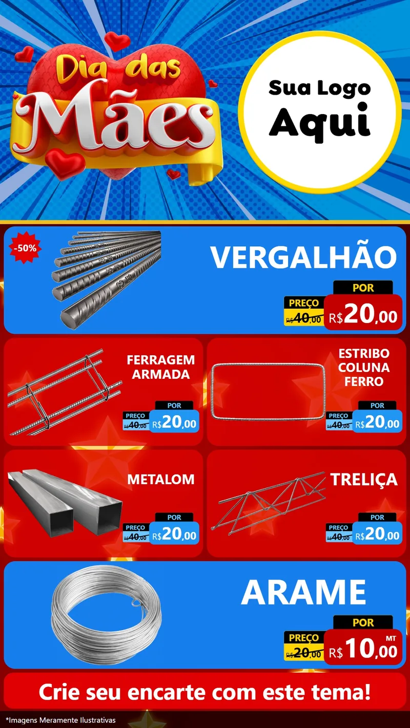 Modelo de TV para TV Vertical com o tema Dia das Mães para Ferragens