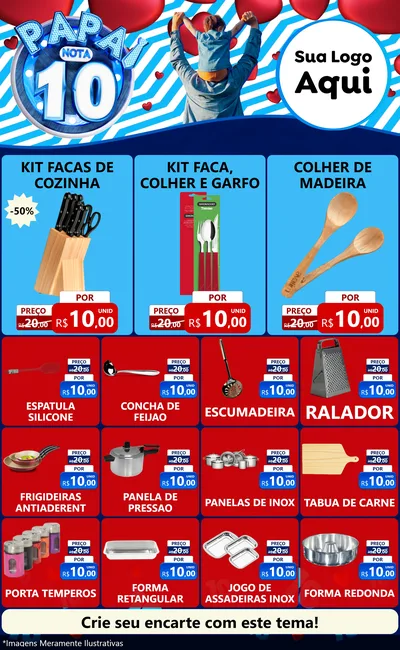 Modelo de Encarte para Encarte Grande com o tema Papai Nota 10 para Utilidades Domésticas
