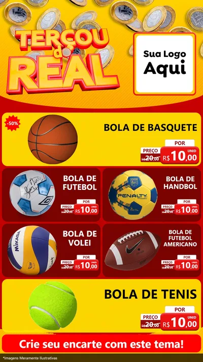 Modelo de TV para TV Vertical com o tema Terçou do Real para Artigos Esportivos