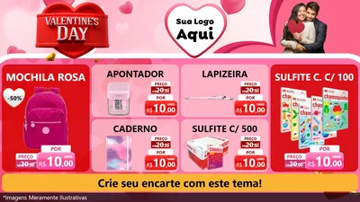 Modelo de TV para TV Horizontal com o tema Valentine's Day para Papelaria
