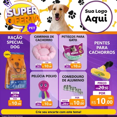 Modelo de Rede Social para Feed Facebook com o tema Super Oferta Pet para Pet Shop