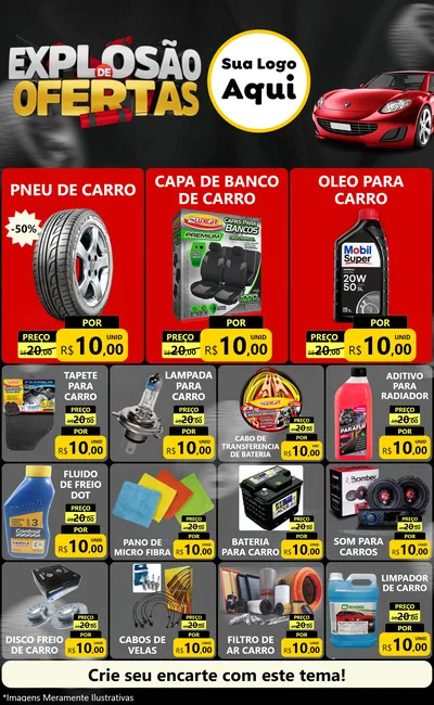 Modelo de Encarte para Encarte Grande com o tema Explosão de Ofertas para Auto peças