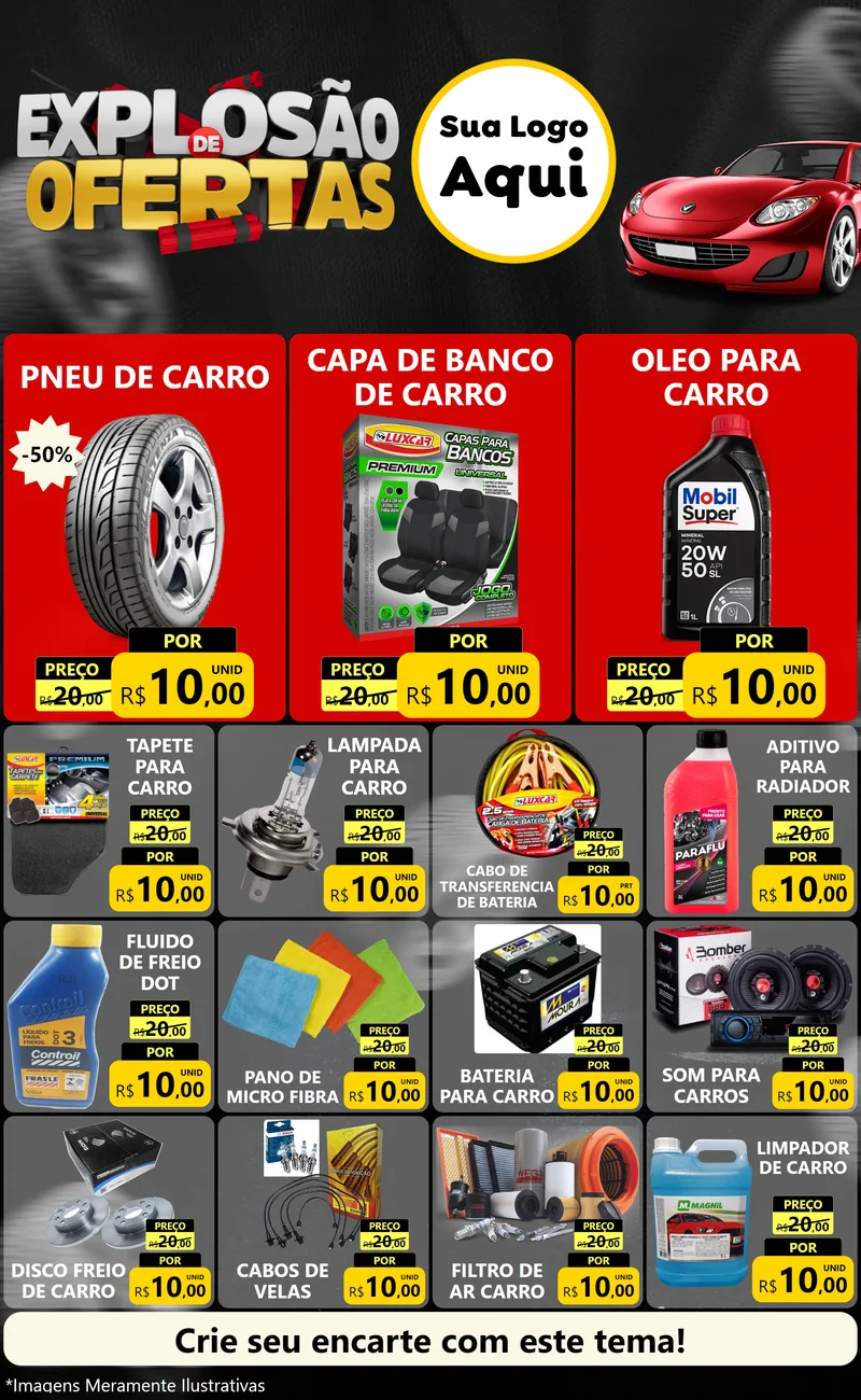 Modelo de Encarte para Encarte Grande com o tema Explosão de Ofertas para Auto peças