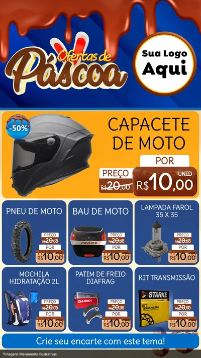 Modelo de Rede Social para Stories com o tema Ofertas de Páscoa para Moto peças