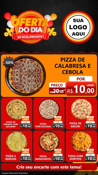 Modelo de Rede Social para Stories com o tema Oferta do Dia - Só hoje, Aproveite! para Pizzaria