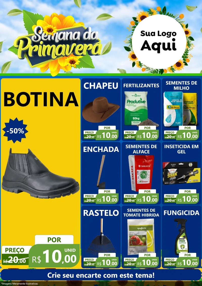 Modelo de Encarte para Encarte A4 Vertical com o tema Semana da Primavera para Agropecuária
