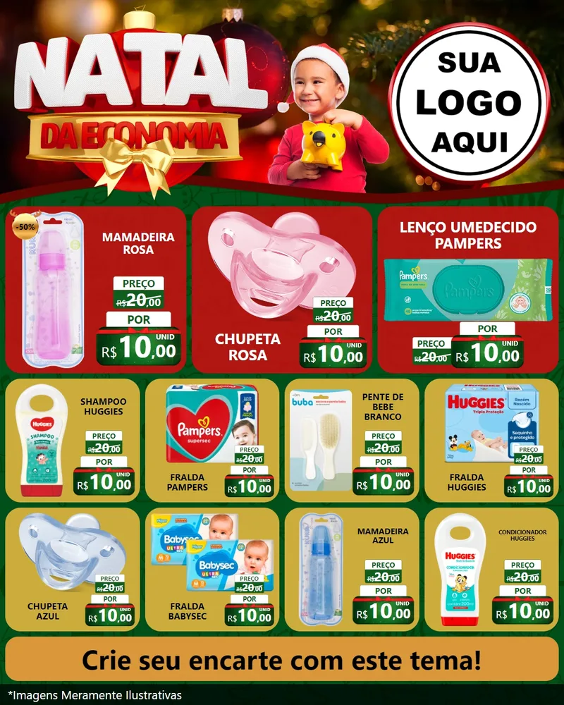 Modelo de Rede Social para Feed Instagram com o tema Natal da Economia para Bebês