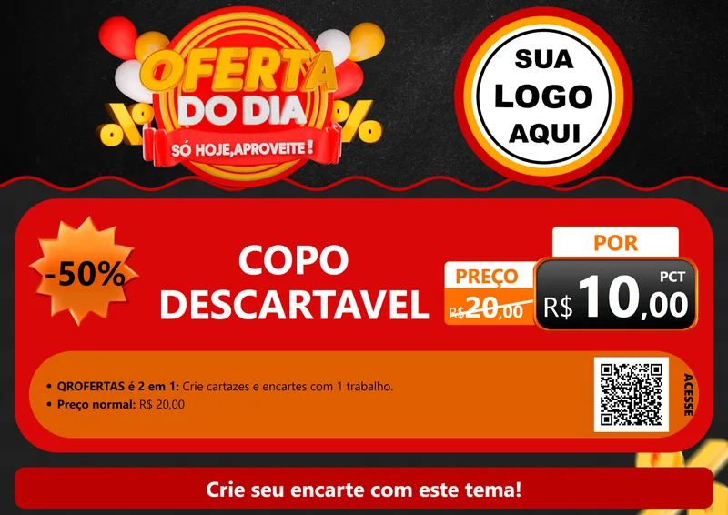 Modelo de Cartaz para Cartaz A4 Horizontal com o tema Oferta do Dia - Só hoje, Aproveite! para Embalagens