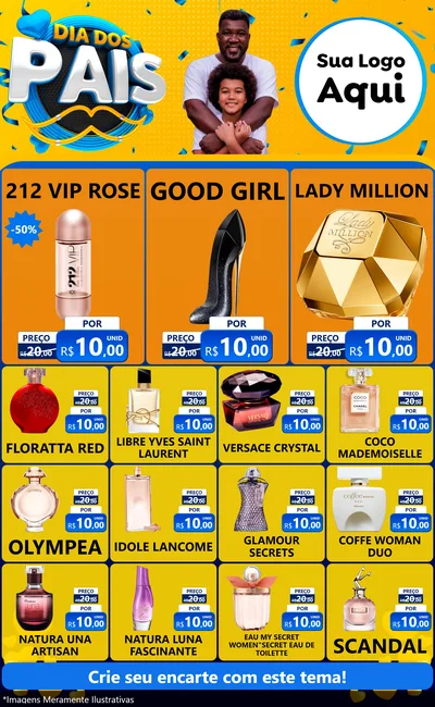 Modelo de Encarte para Encarte Grande com o tema Dia dos Pais para Perfumes