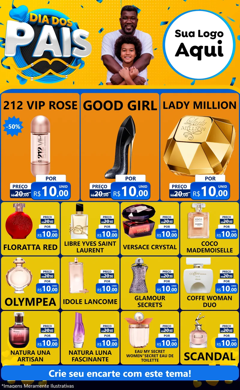 Modelo de Encarte para Encarte Grande com o tema Dia dos Pais para Perfumes