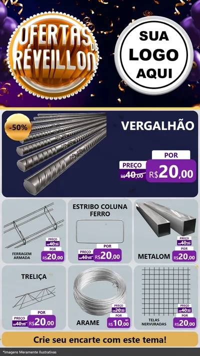 Modelo de Rede Social para Stories com o tema Ofertas de Réveillon para Ferragens