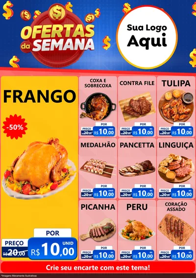 Modelo de Encarte para Encarte A4 Vertical com o tema Ofertas Da Semana para Assados