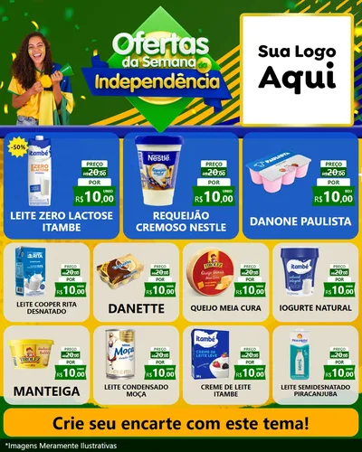 Modelo de Rede Social para Feed Instagram com o tema Ofertas da Semana da Independência para Frios e Laticínios