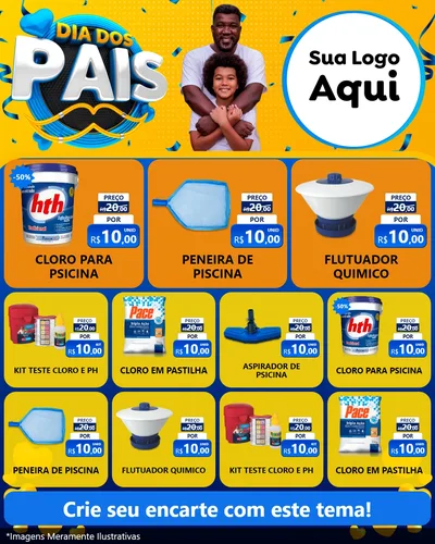 Modelo de Rede Social para Feed Instagram com o tema Dia dos Pais para Produtos para Piscina