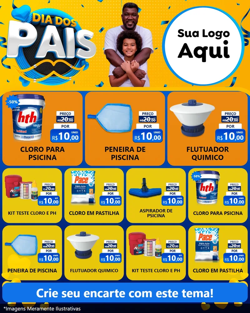 Modelo de Rede Social para Feed Instagram com o tema Dia dos Pais para Produtos para Piscina