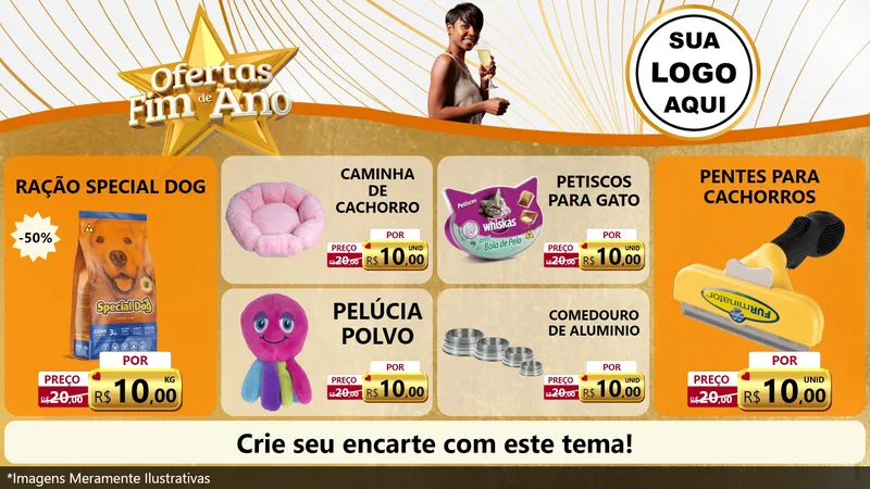 Modelo de TV para TV Horizontal com o tema Ofertas Fim de Ano para Pet Shop