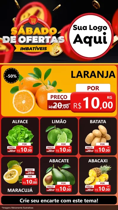 Modelo de Rede Social para Stories com o tema Sábado de Ofertas Imbatíveis para Hortifrúti
