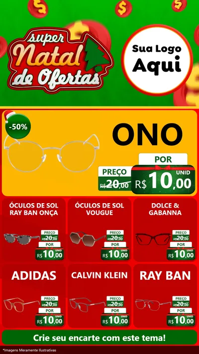 Modelo de Rede Social para Stories com o tema Super Natal de Ofertas para Óticas