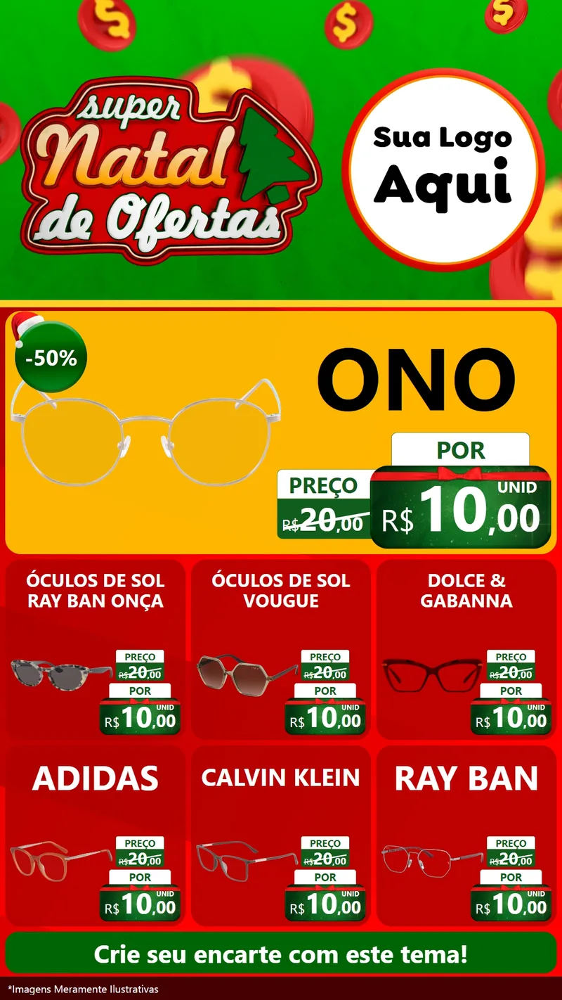 Modelo de Rede Social para Stories com o tema Super Natal de Ofertas para Óticas