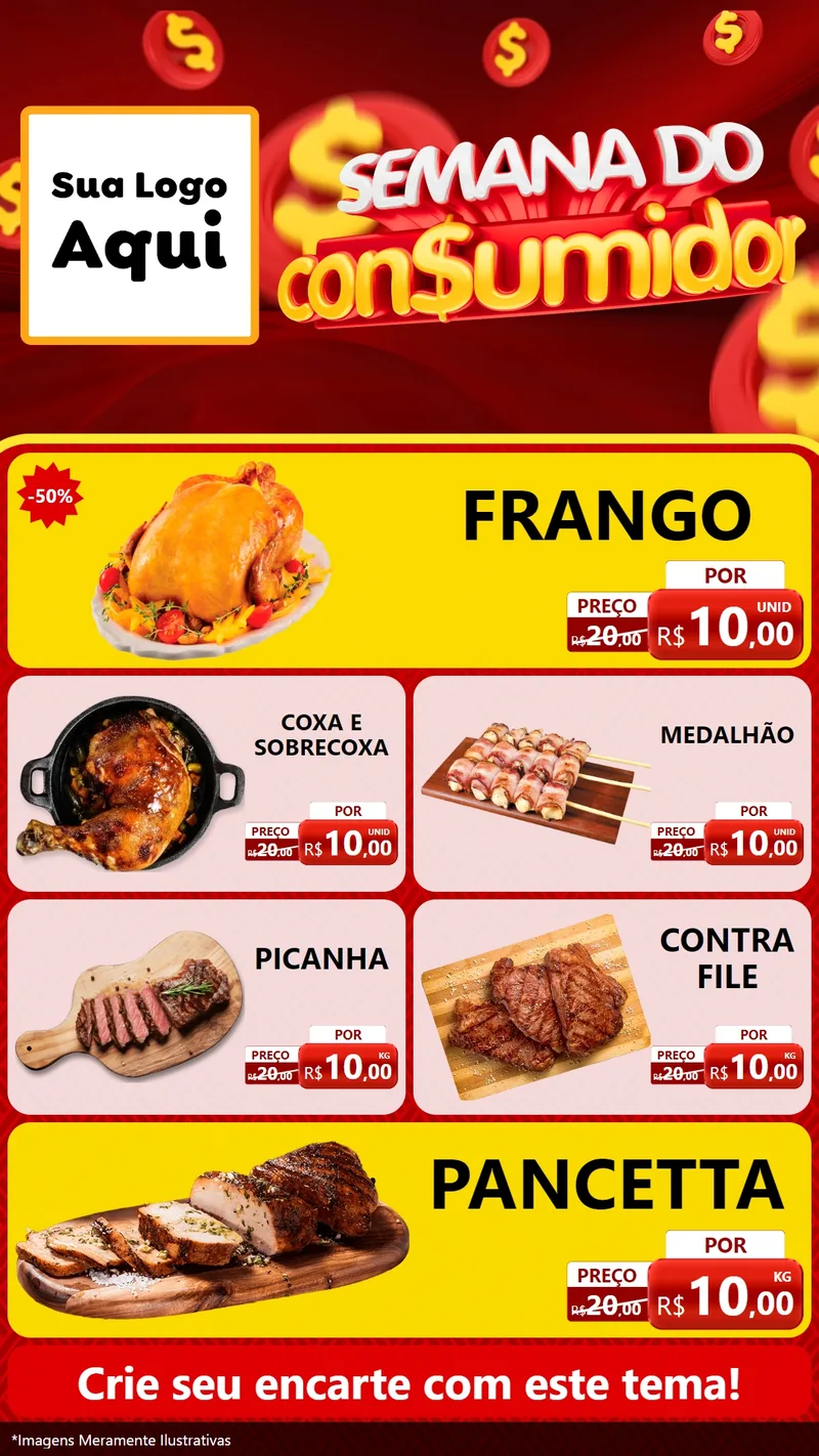 Modelo de TV para TV Vertical com o tema Semana do Consumidor para Assados