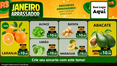 Modelo de TV para TV Horizontal com o tema Janeiro Arrasador para Hortifrúti