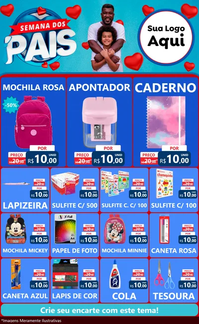 Modelo de Encarte para Encarte Grande com o tema Semana Dos Pais para Papelaria